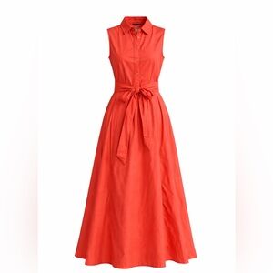 Banana Republic NWT Coral Orange Poplin Button Down Sleeveless Maxi Dress XS